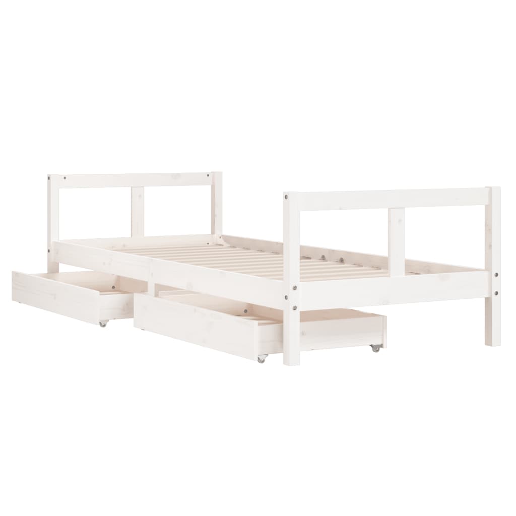 Barnesengeramme med skuffer hvit 80x200 cm heltre furu