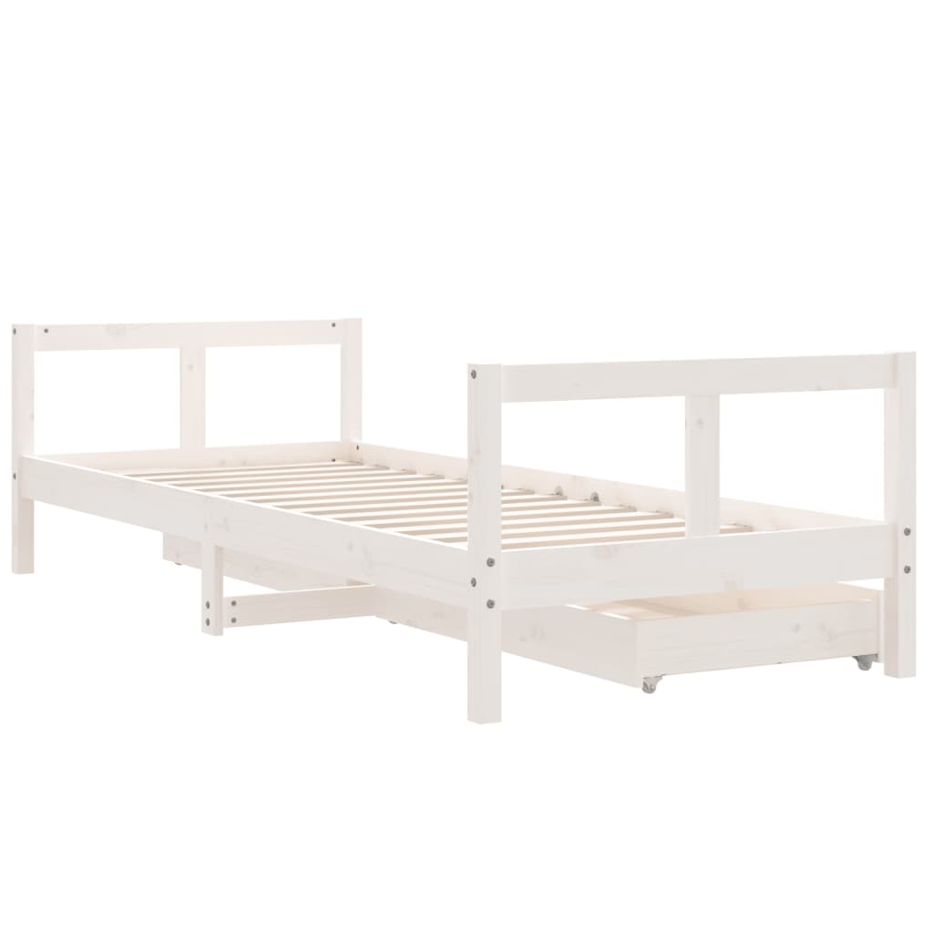 Barnesengeramme med skuffer hvit 80x200 cm heltre furu