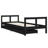 Barnesengeramme med skuffer svart 80x200 cm heltre furu