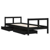 Barnesengeramme med skuffer svart 80x200 cm heltre furu