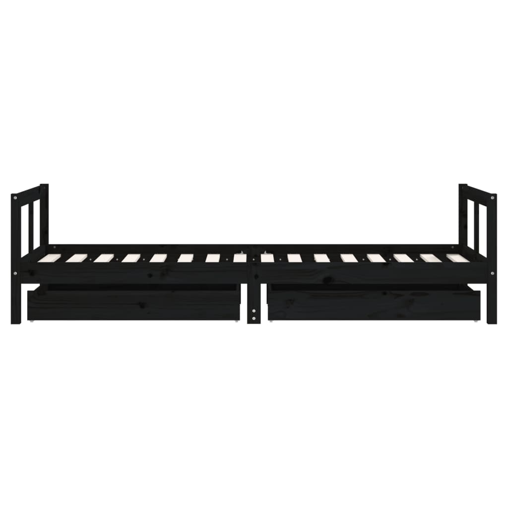 Barnesengeramme med skuffer svart 80x200 cm heltre furu