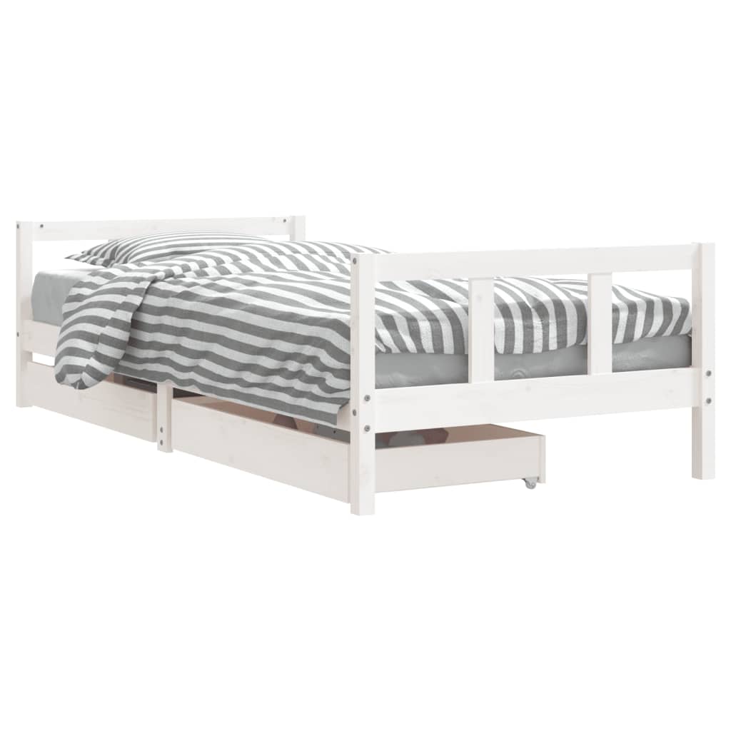 Barnesengeramme med skuffer hvit 90x200 cm heltre furu