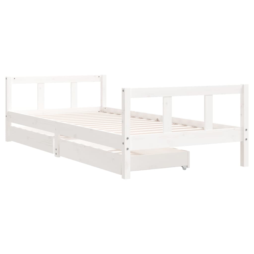 Barnesengeramme med skuffer hvit 90x200 cm heltre furu