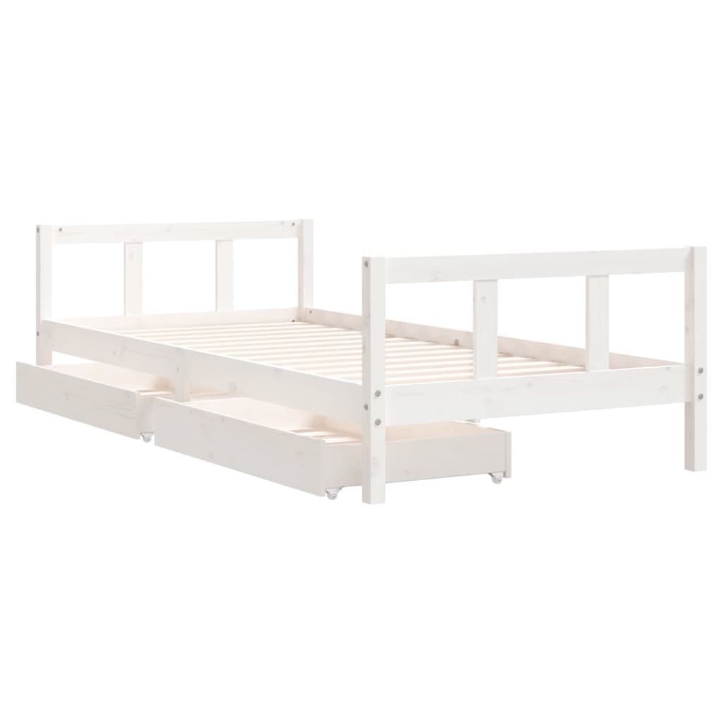 Barnesengeramme med skuffer hvit 90x200 cm heltre furu
