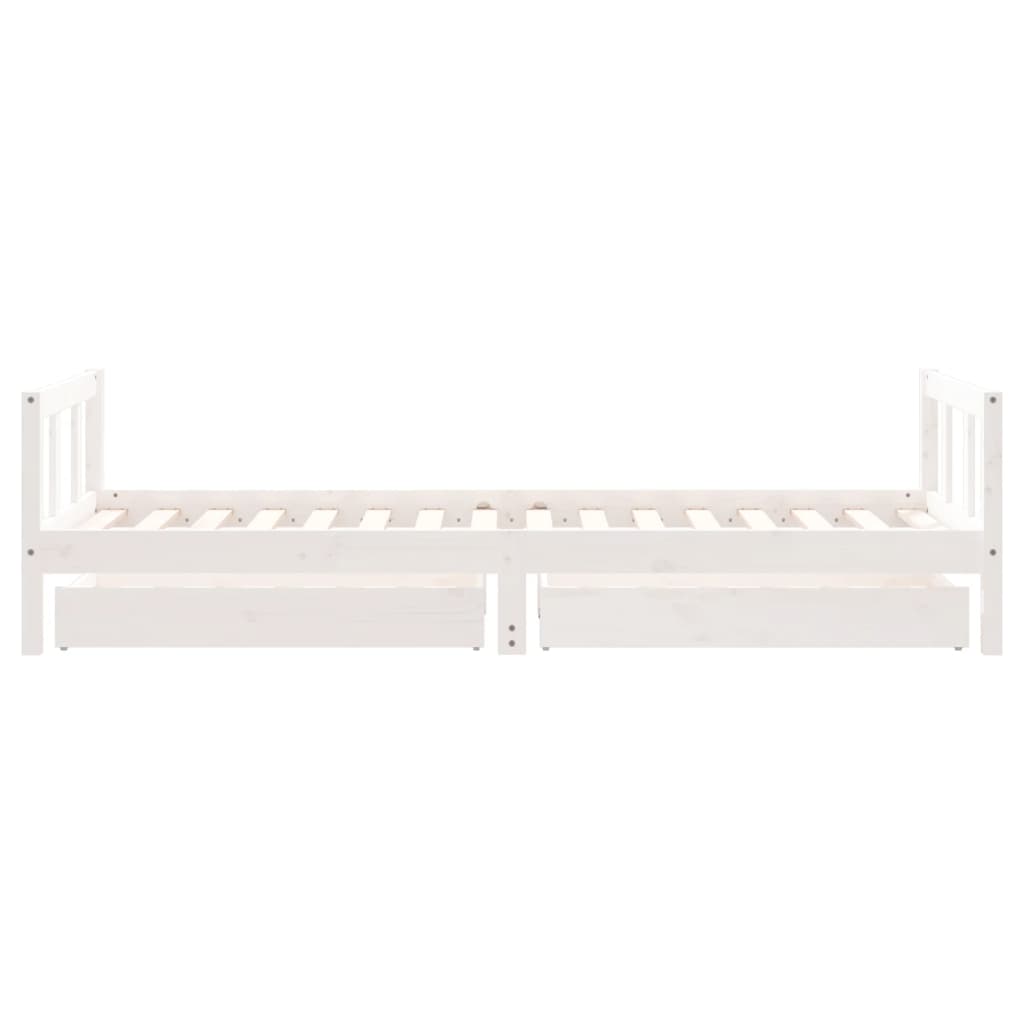 Barnesengeramme med skuffer hvit 90x200 cm heltre furu