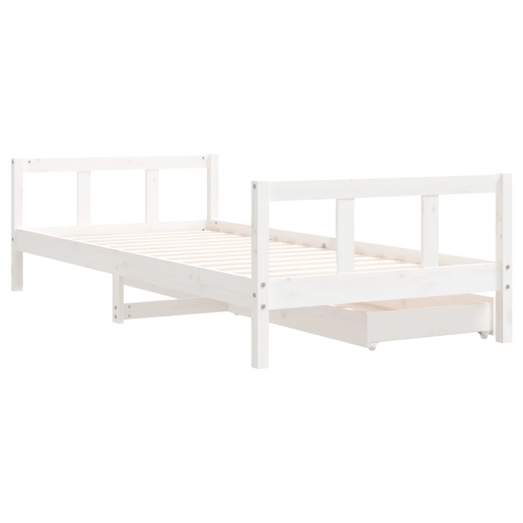 Barnesengeramme med skuffer hvit 90x200 cm heltre furu
