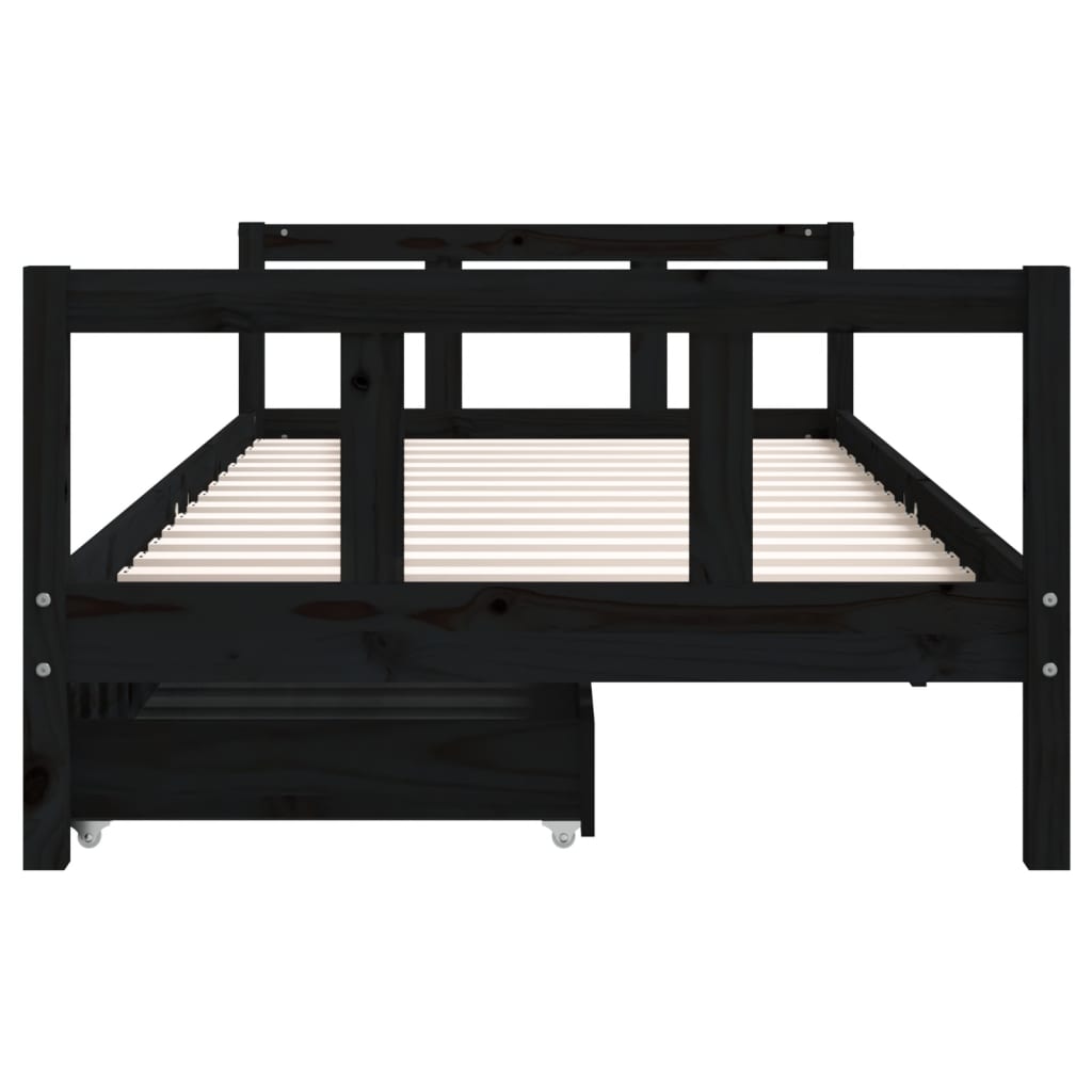 Barnesengeramme med skuffer svart 90x200 cm heltre furu