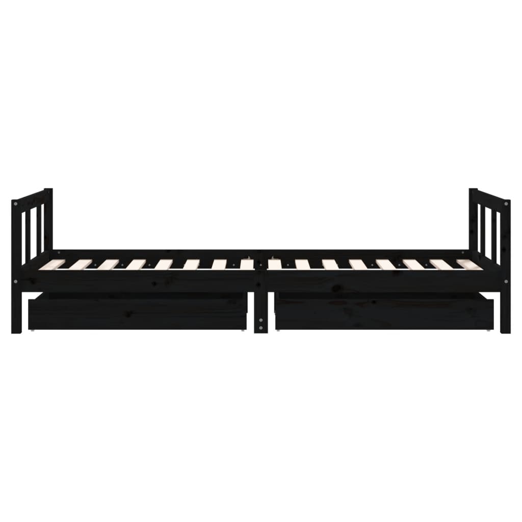 Barnesengeramme med skuffer svart 90x200 cm heltre furu