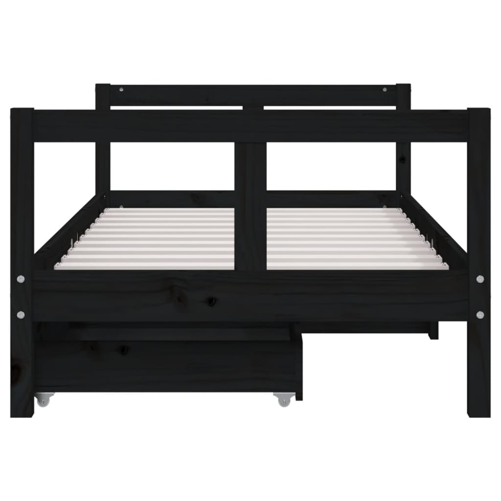 Barnesengeramme med skuffer svart 80x160 cm heltre furu