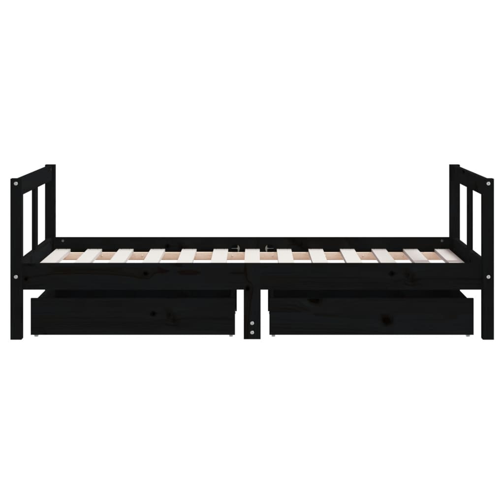 Barnesengeramme med skuffer svart 80x160 cm heltre furu