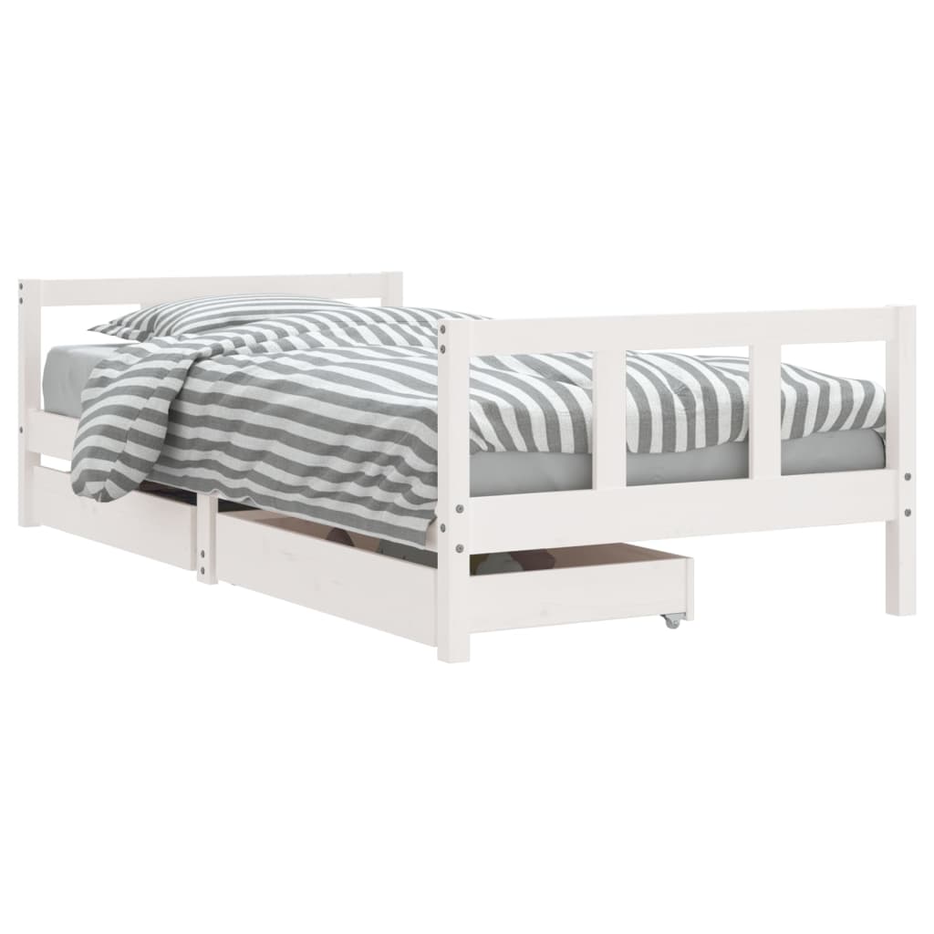 Barnesengeramme med skuffer hvit 90x190 cm heltre furu