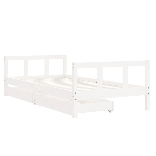 Barnesengeramme med skuffer hvit 90x190 cm heltre furu
