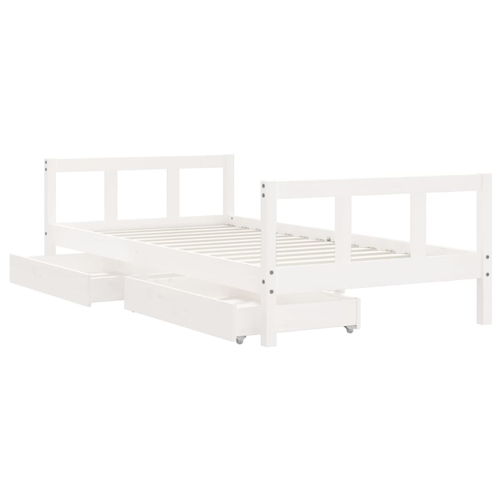 Barnesengeramme med skuffer hvit 90x190 cm heltre furu