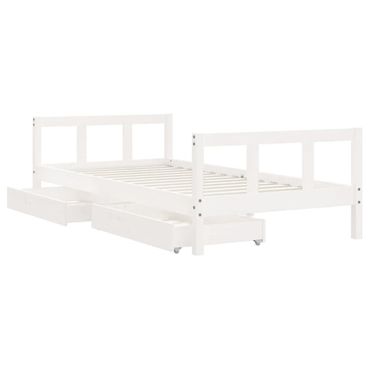 Barnesengeramme med skuffer hvit 90x190 cm heltre furu