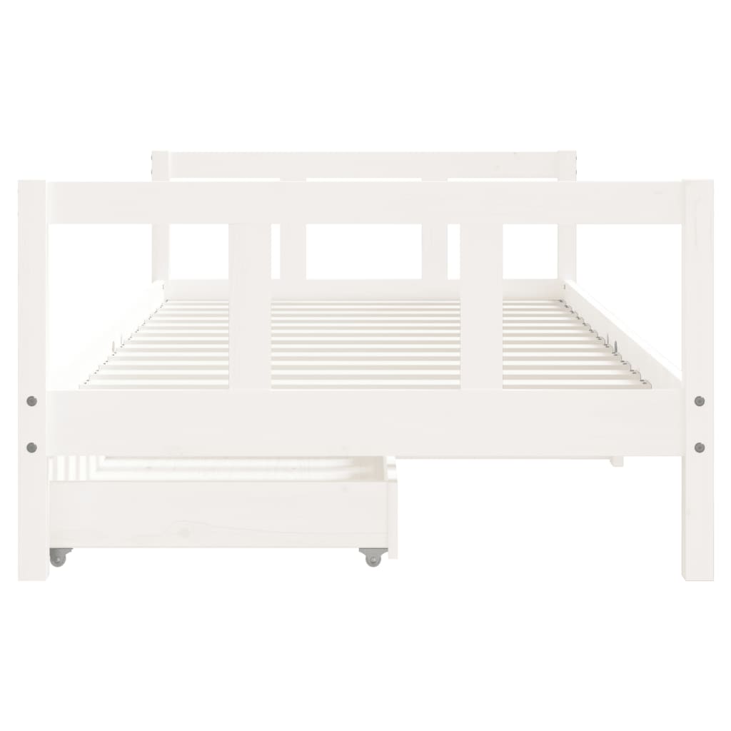 Barnesengeramme med skuffer hvit 90x190 cm heltre furu