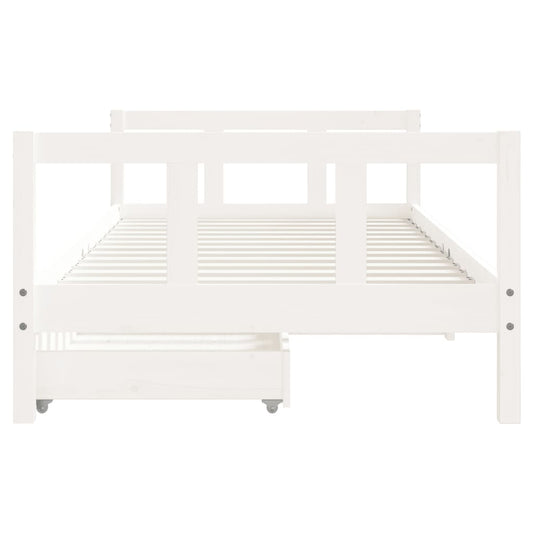 Barnesengeramme med skuffer hvit 90x190 cm heltre furu