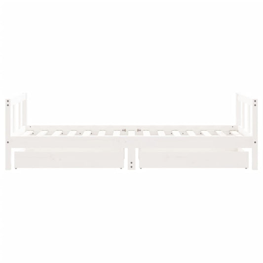 Barnesengeramme med skuffer hvit 90x190 cm heltre furu