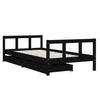 Barnesengeramme med skuffer svart 90x190 cm heltre furu