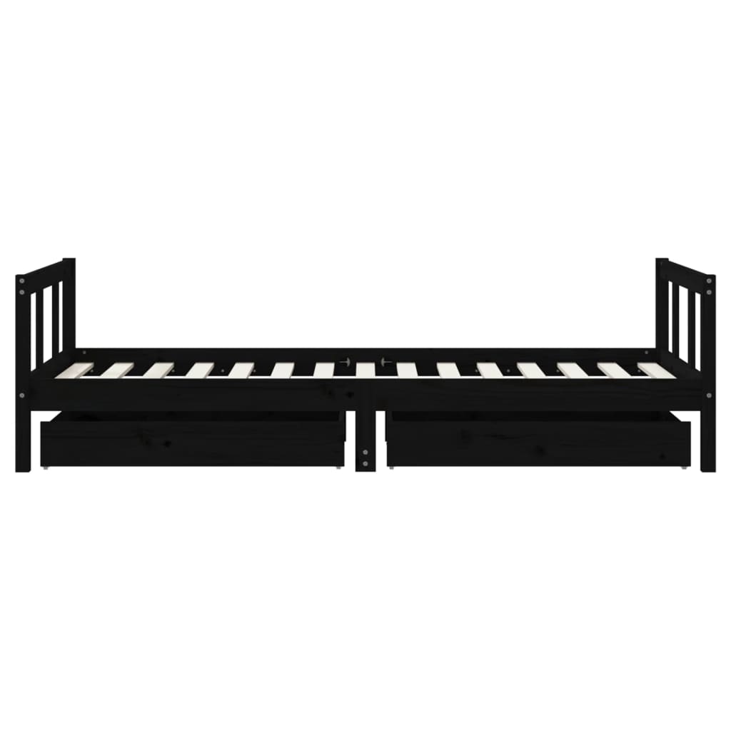 Barnesengeramme med skuffer svart 90x190 cm heltre furu
