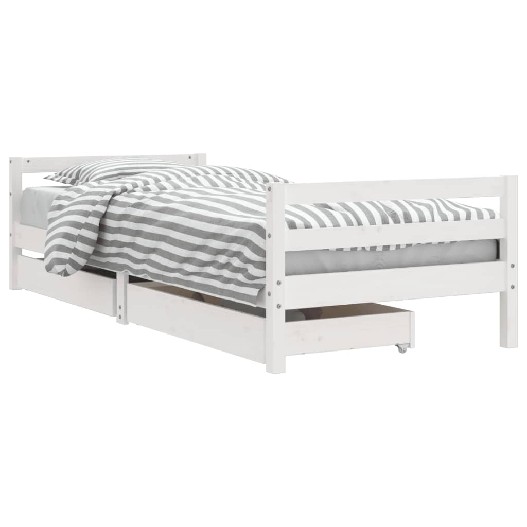 Barnesengeramme med skuffer hvit 80x200 cm heltre furu