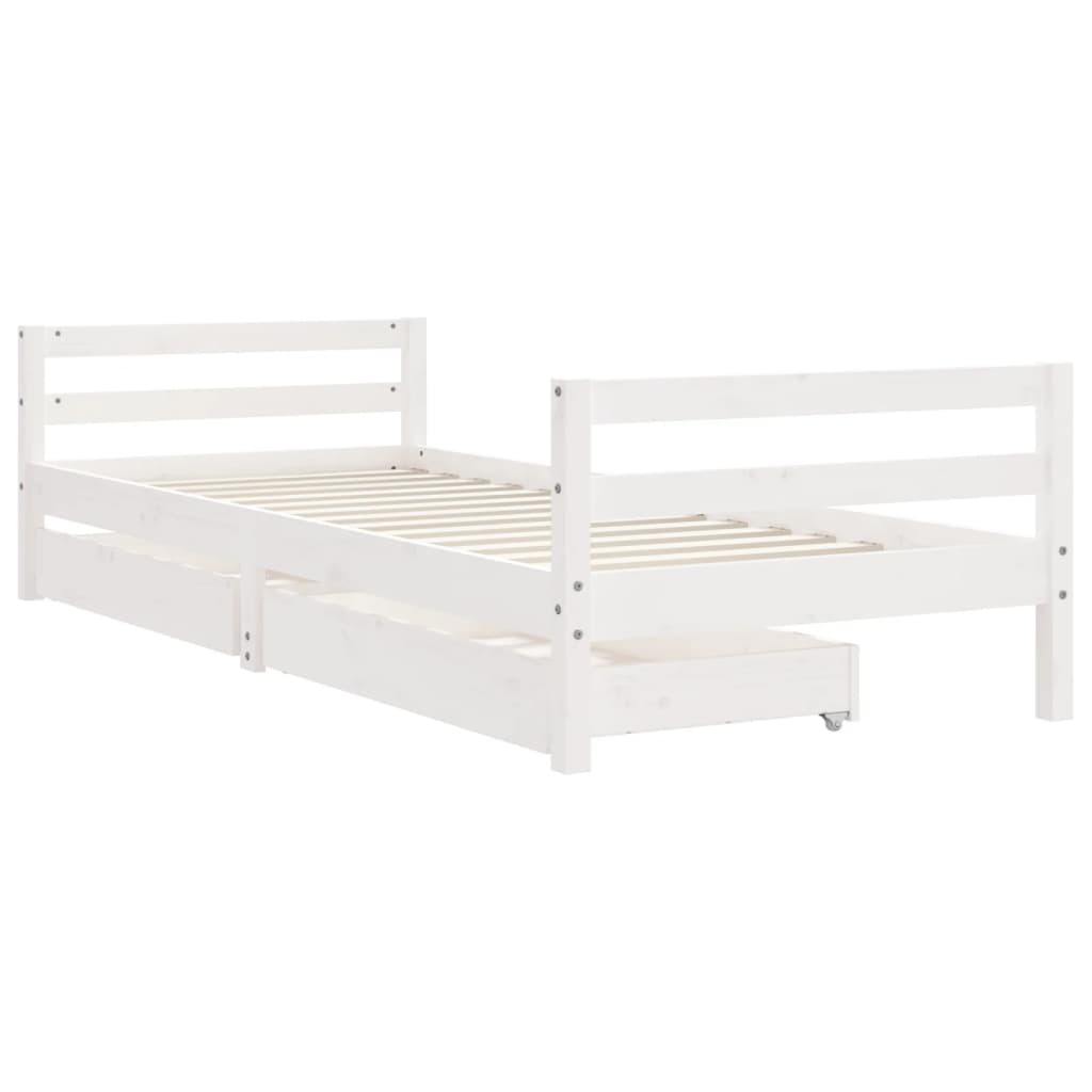 Barnesengeramme med skuffer hvit 80x200 cm heltre furu