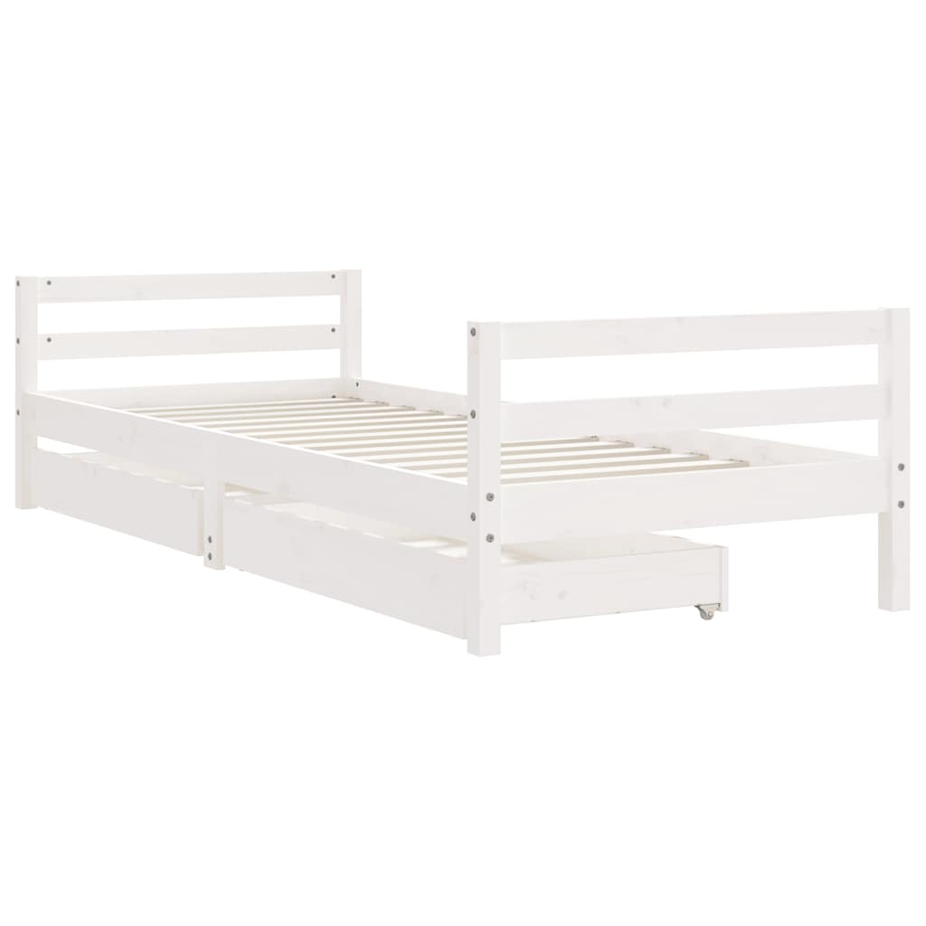 Barnesengeramme med skuffer hvit 80x200 cm heltre furu