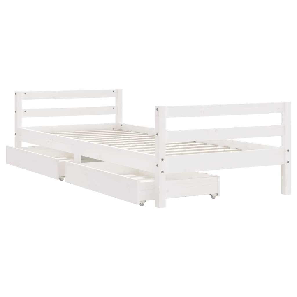 Barnesengeramme med skuffer hvit 80x200 cm heltre furu