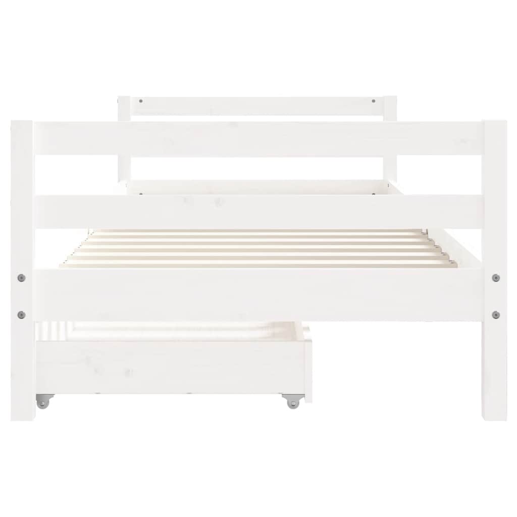 Barnesengeramme med skuffer hvit 80x200 cm heltre furu