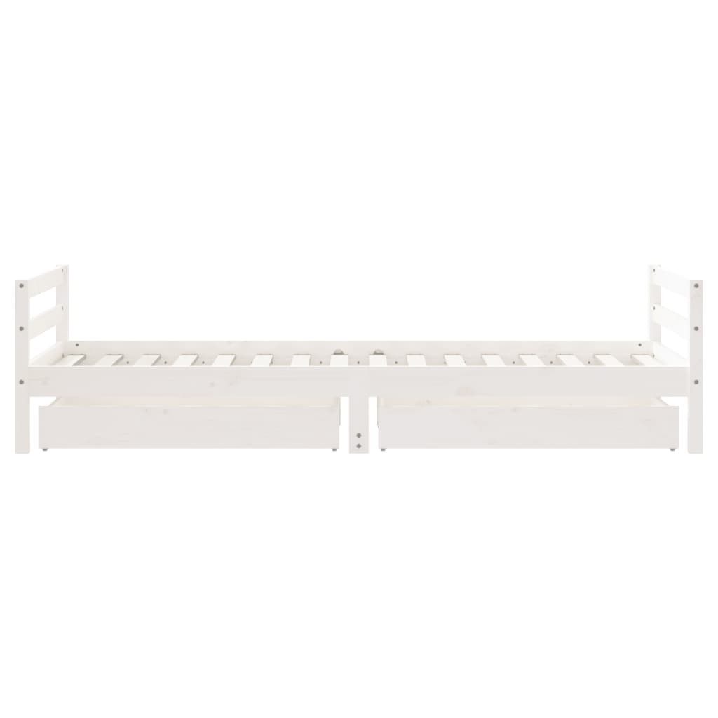 Barnesengeramme med skuffer hvit 80x200 cm heltre furu