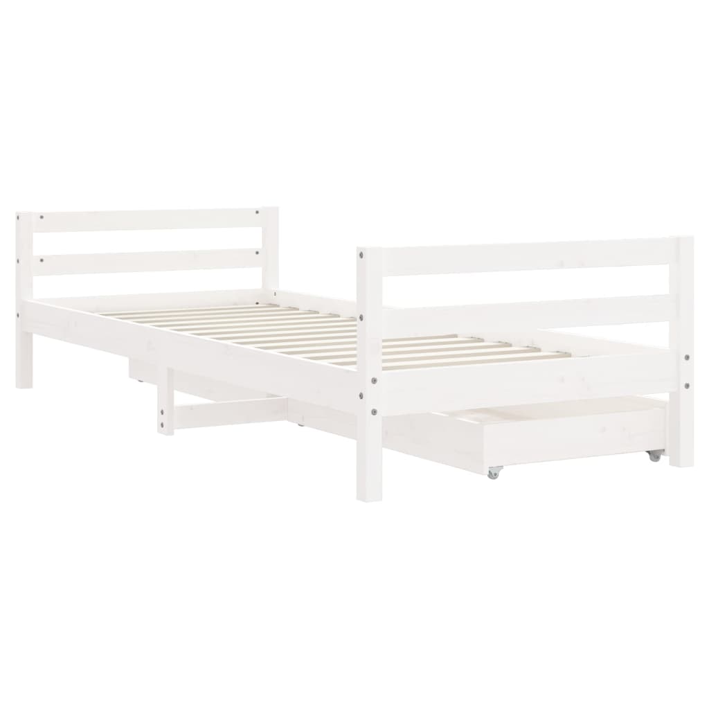 Barnesengeramme med skuffer hvit 80x200 cm heltre furu