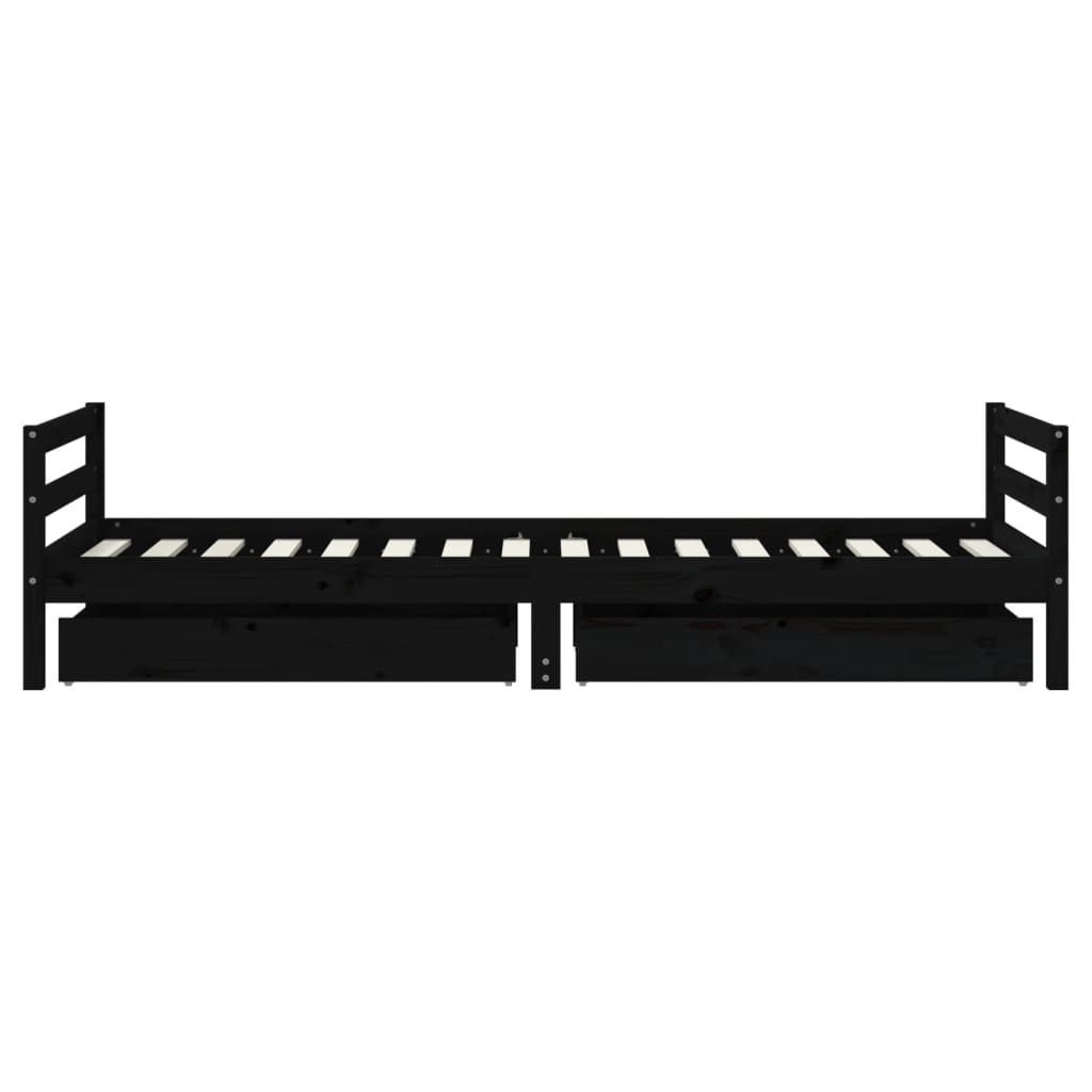 Barnesengeramme med skuffer svart 80x200 cm heltre furu