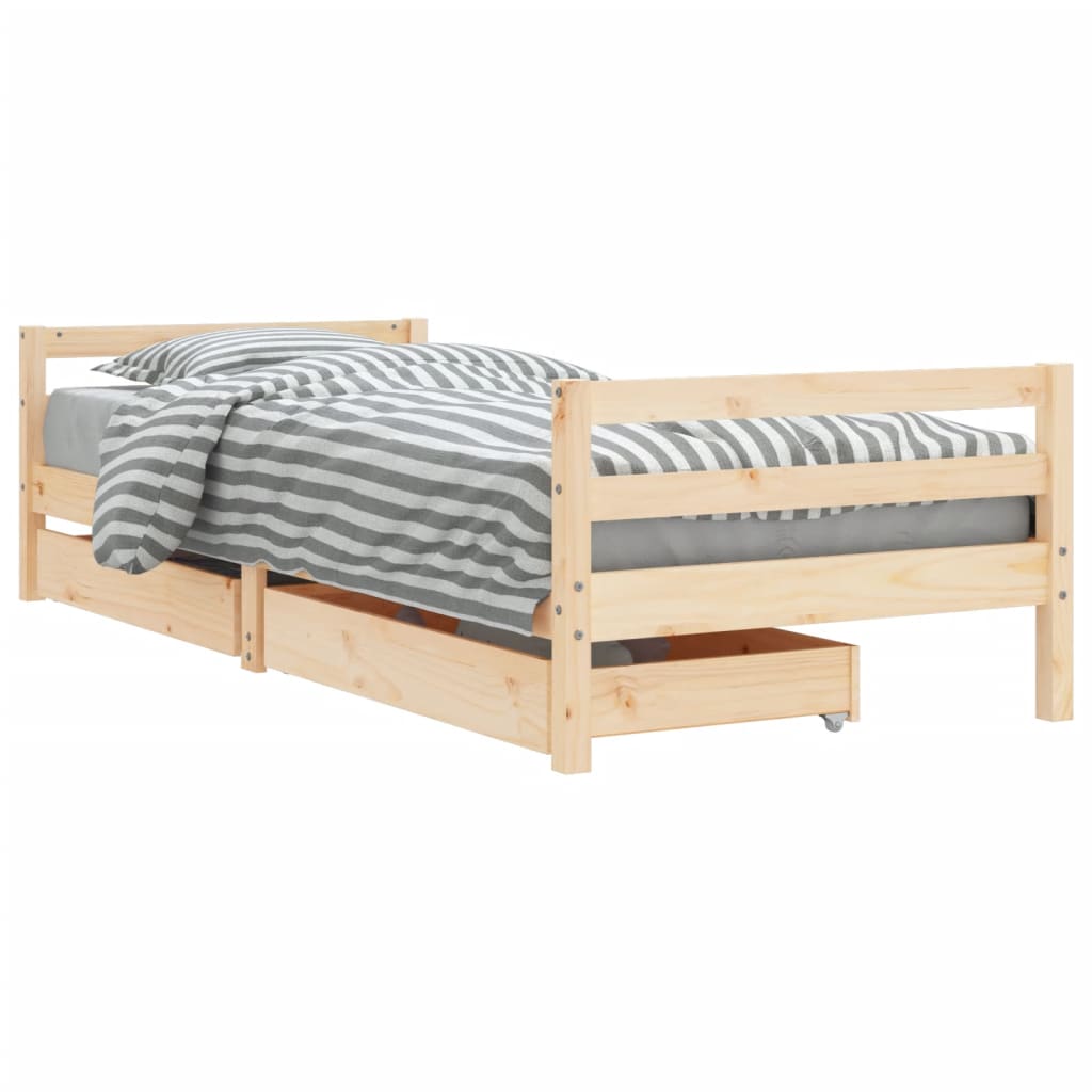 Barnesengeramme med skuffer svart 90x200 cm heltre furu