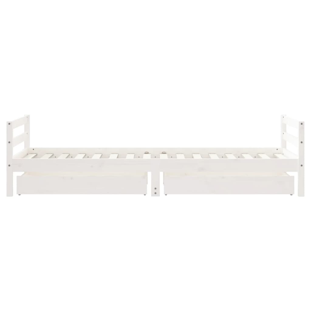Barnesengeramme med skuffer hvit 90x200 cm heltre furu