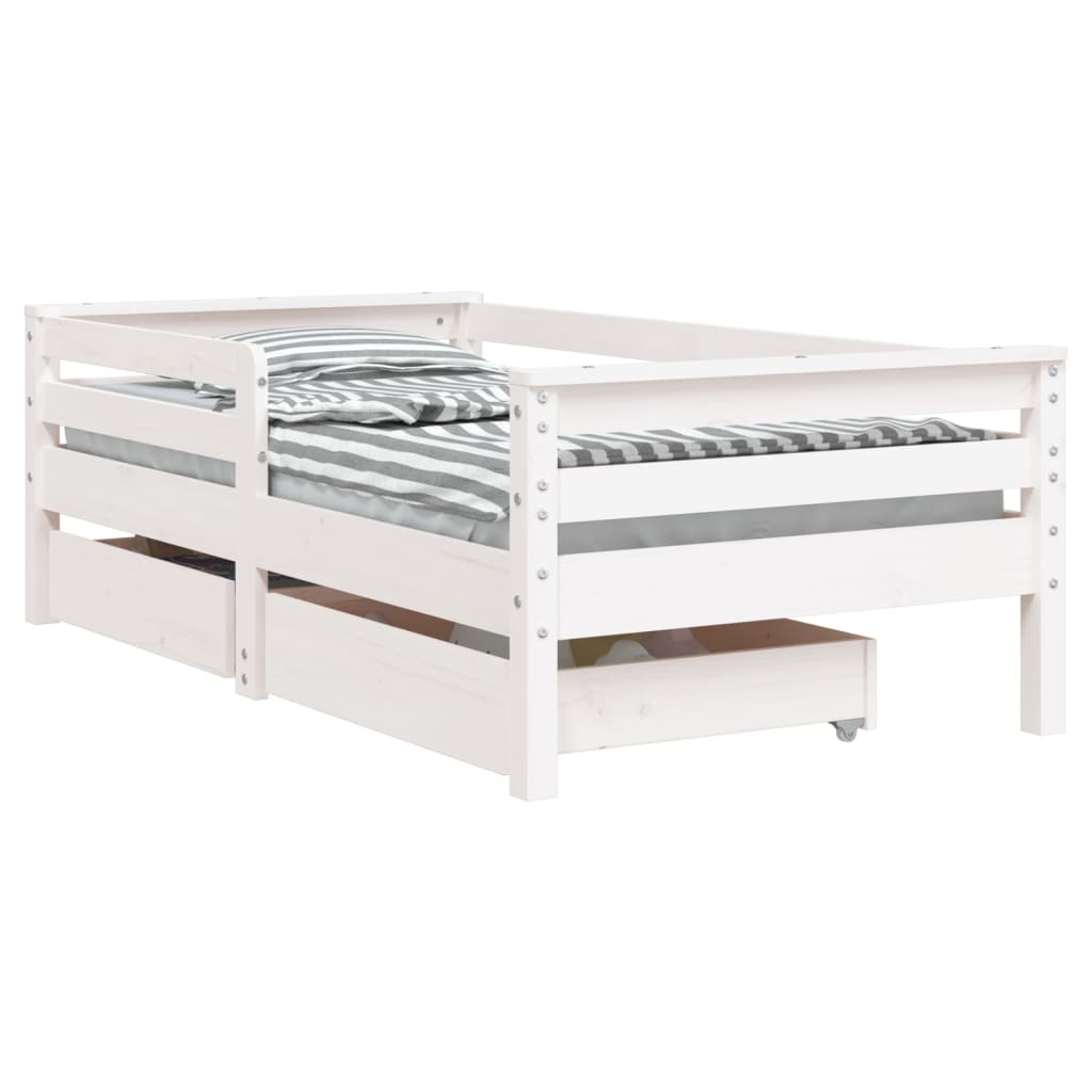 Barnesengeramme med skuffer hvit 70x140 cm heltre furu