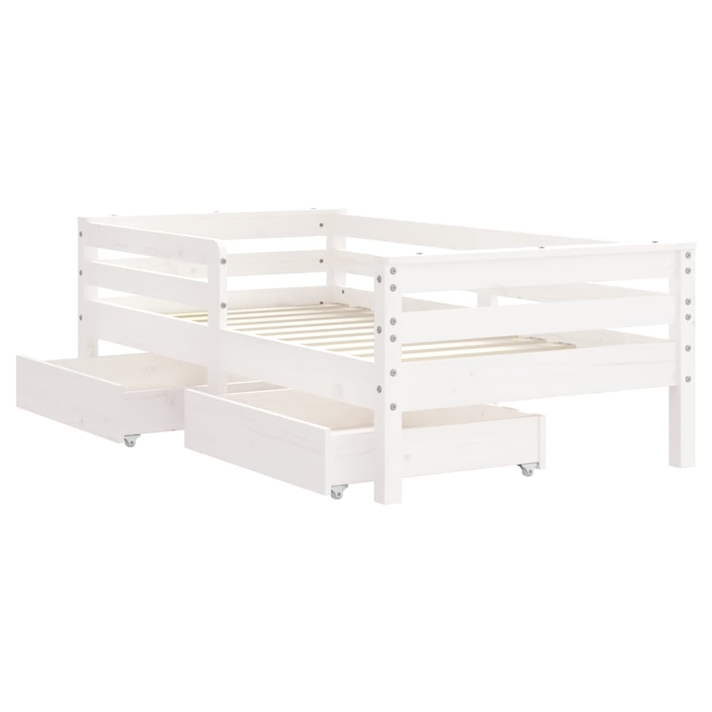 Barnesengeramme med skuffer hvit 70x140 cm heltre furu