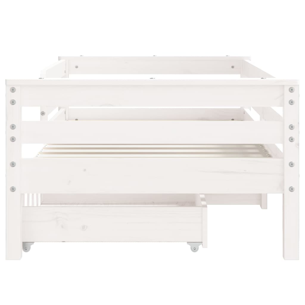 Barnesengeramme med skuffer hvit 70x140 cm heltre furu