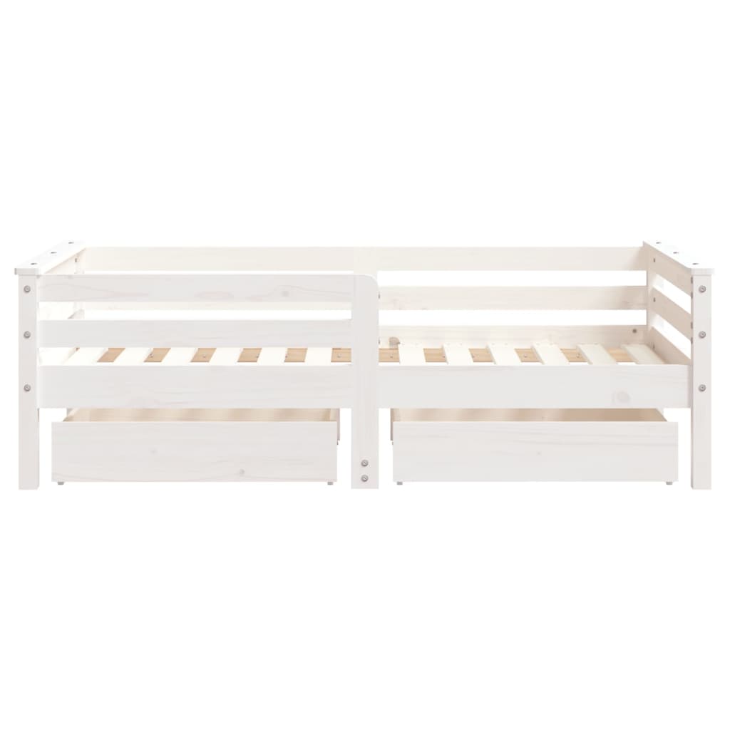 Barnesengeramme med skuffer hvit 70x140 cm heltre furu