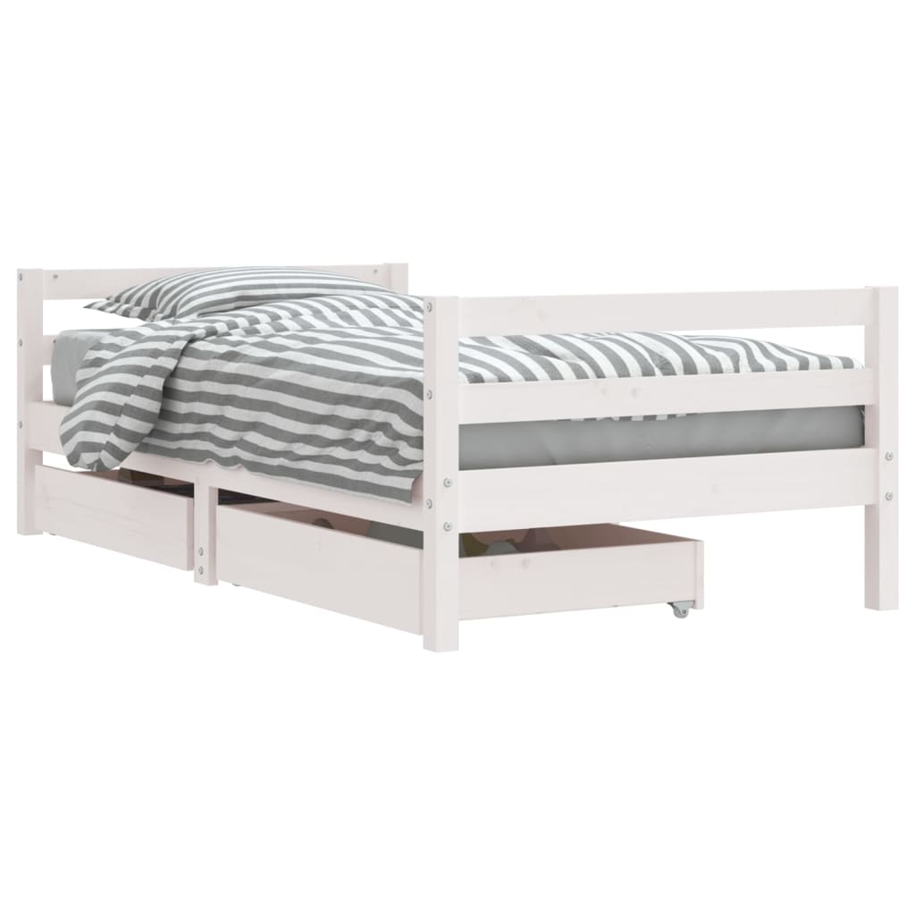Barnesengeramme med skuffer hvit 80x160 cm heltre furu