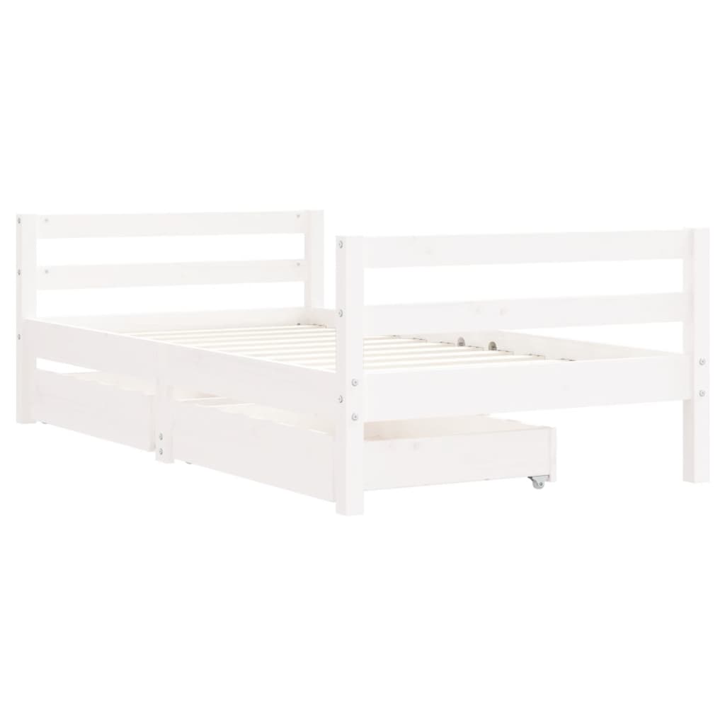Barnesengeramme med skuffer hvit 80x160 cm heltre furu