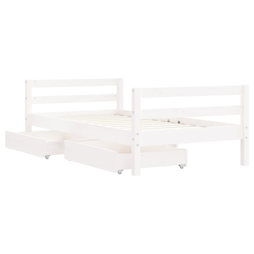 Barnesengeramme med skuffer hvit 80x160 cm heltre furu