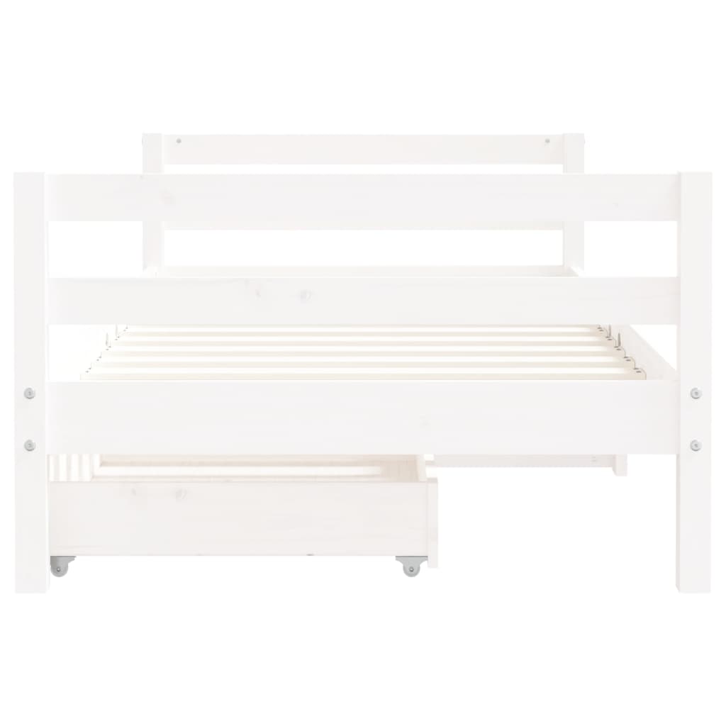 Barnesengeramme med skuffer hvit 80x160 cm heltre furu