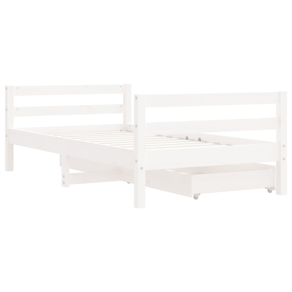 Barnesengeramme med skuffer hvit 80x160 cm heltre furu