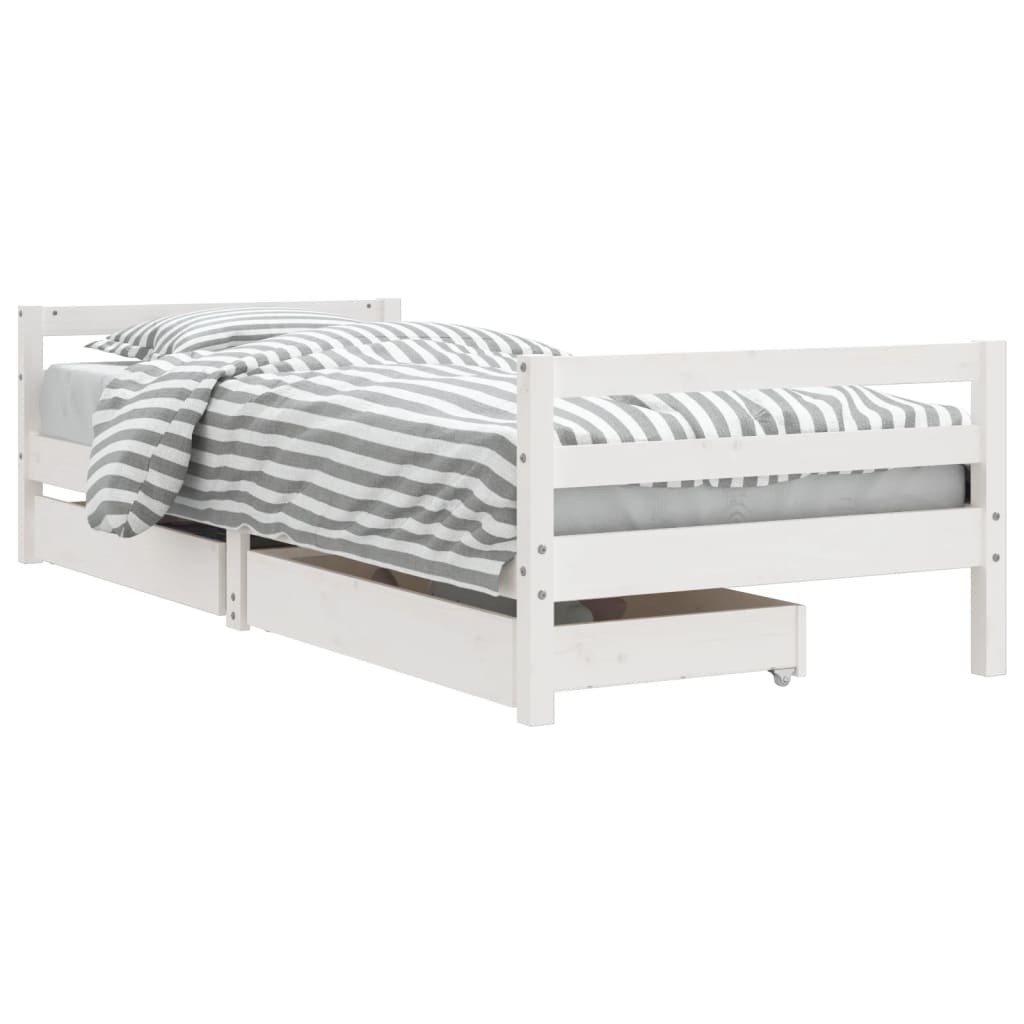 Barnesengeramme med skuffer hvit 90x190 cm heltre furu