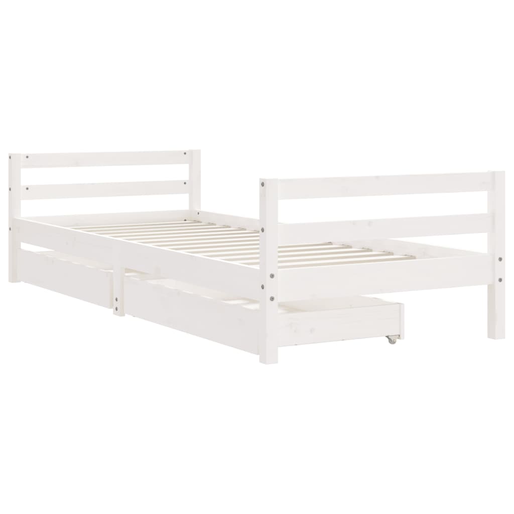 Barnesengeramme med skuffer hvit 90x190 cm heltre furu