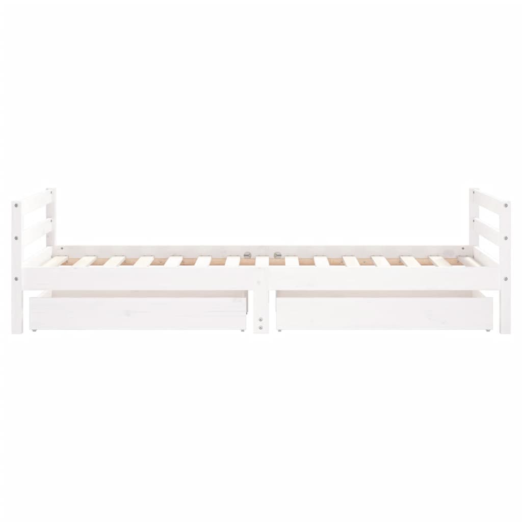 Barnesengeramme med skuffer hvit 90x190 cm heltre furu