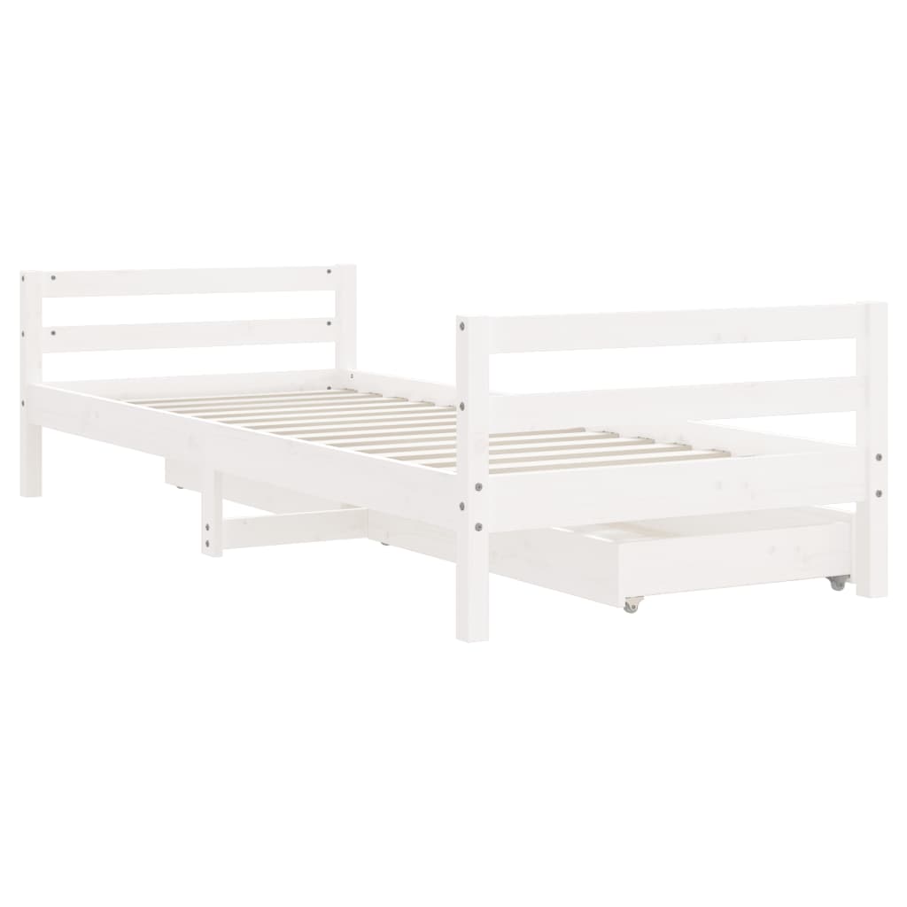 Barnesengeramme med skuffer hvit 90x190 cm heltre furu
