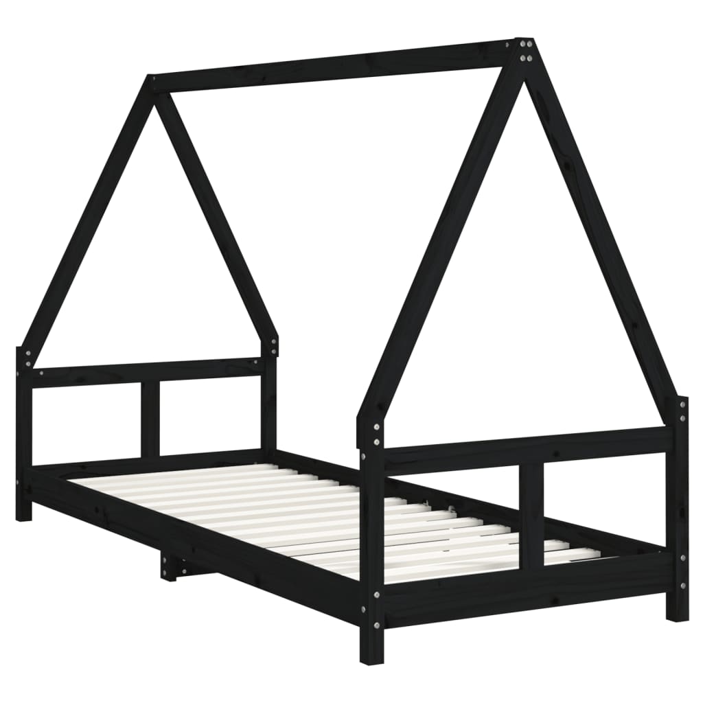 Barnesengeramme svart 80x200 cm heltre furu