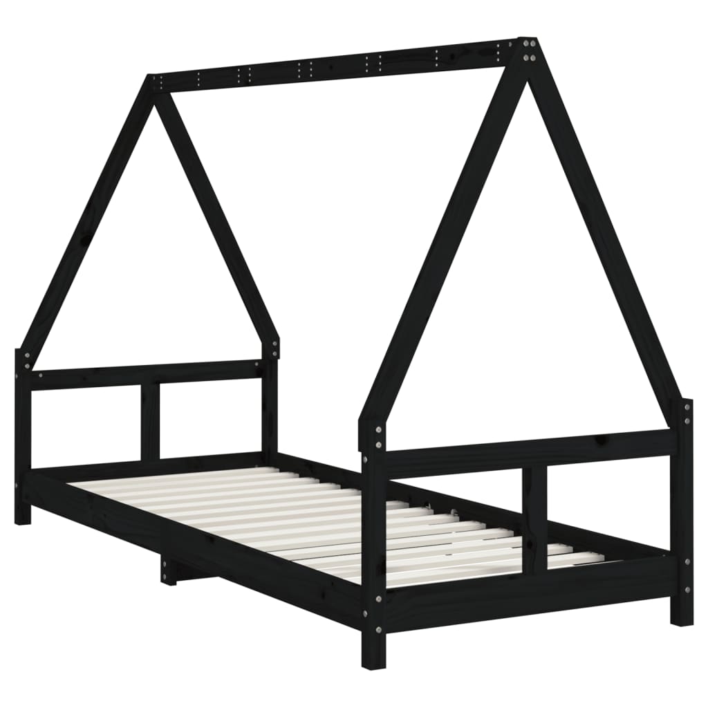 Barnesengeramme svart 80x200 cm heltre furu
