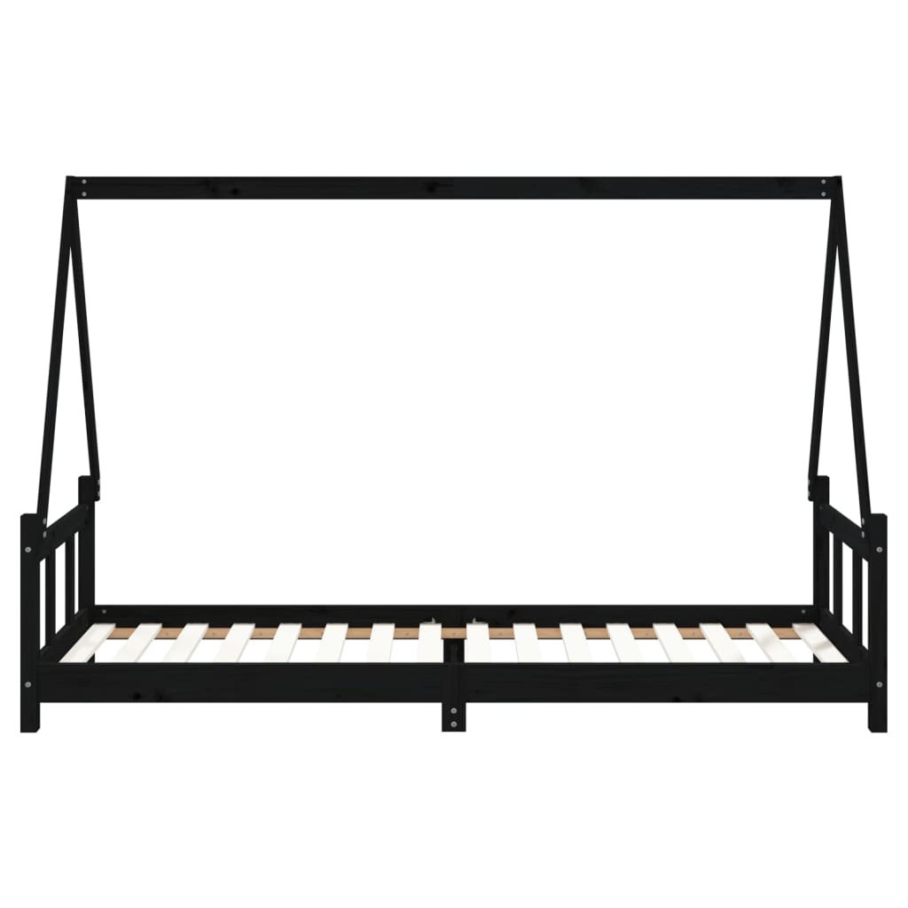 Barnesengeramme svart 90x200 cm heltre furu