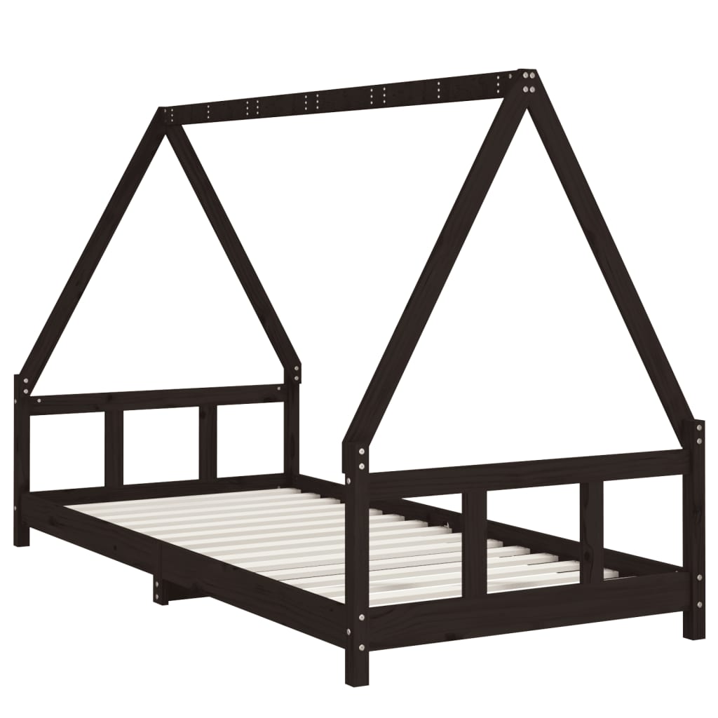 Barnesengeramme svart 90x200 cm heltre furu